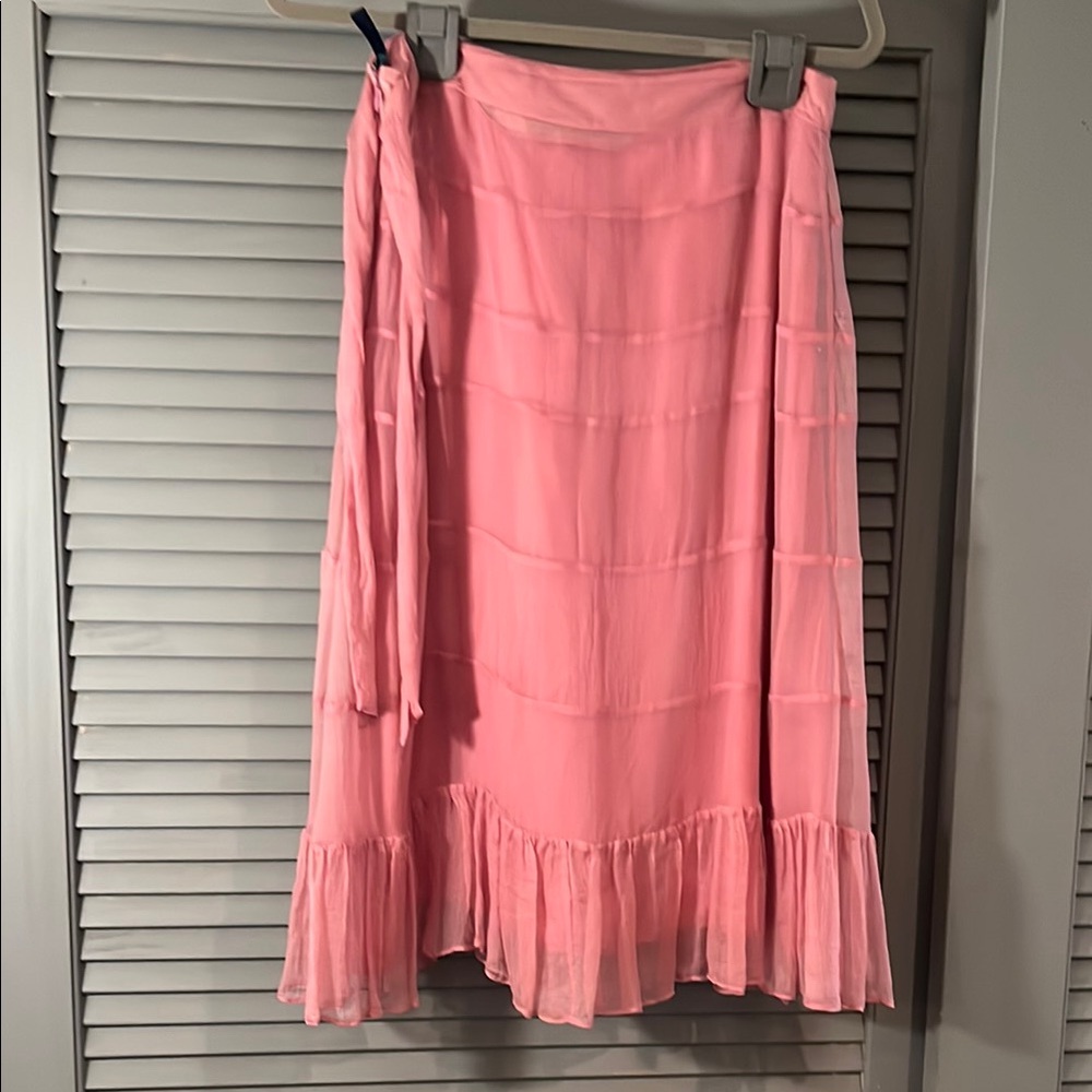 Boden Pink Tiered 100% Silk Skirt